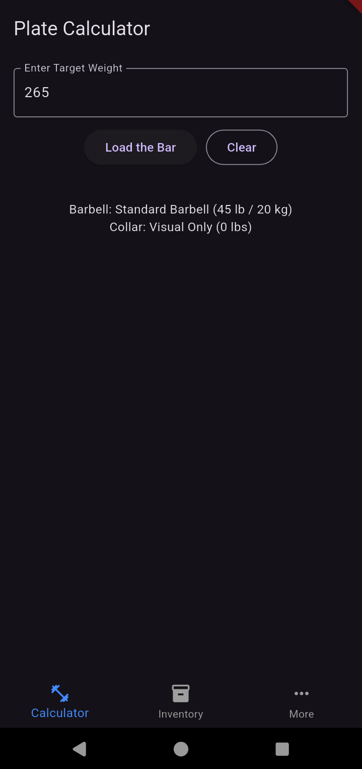 Rack It - Plate Calculator screen